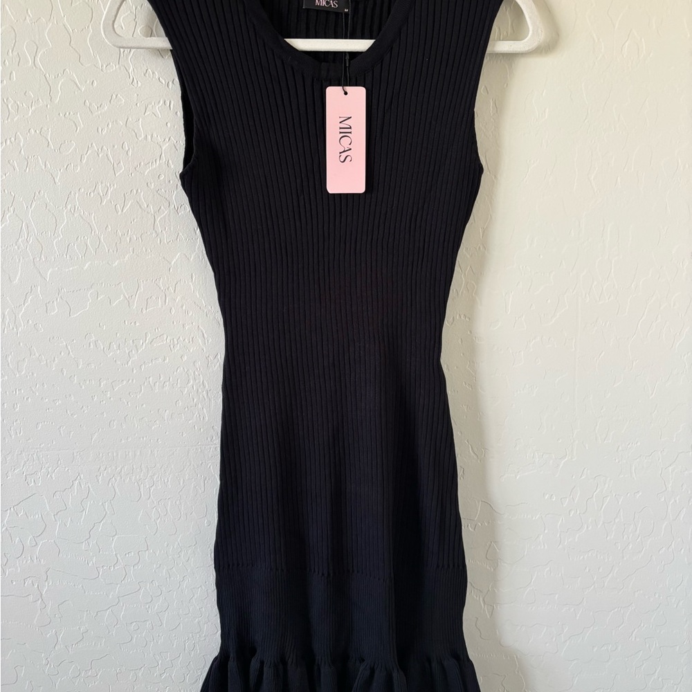 NEW Micas Black Ribbed Women's Dress